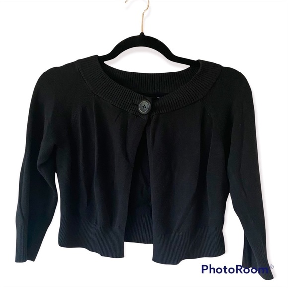 Express Black Cropped Cardigan Three quarters sleeve, button top - Picture 2 of 7